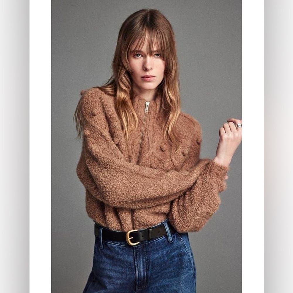 NWT $628 FRAME Popcorn Zip Cardigan Sweater